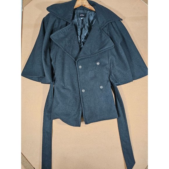 Dots Black Coat/ Jacket Tied And Button up Flaring Sleeves Women Size 2X - Picture 1 of 6